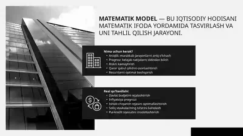 Matematik modellashtirish usullarini iqtisodiyda qo'llash 2