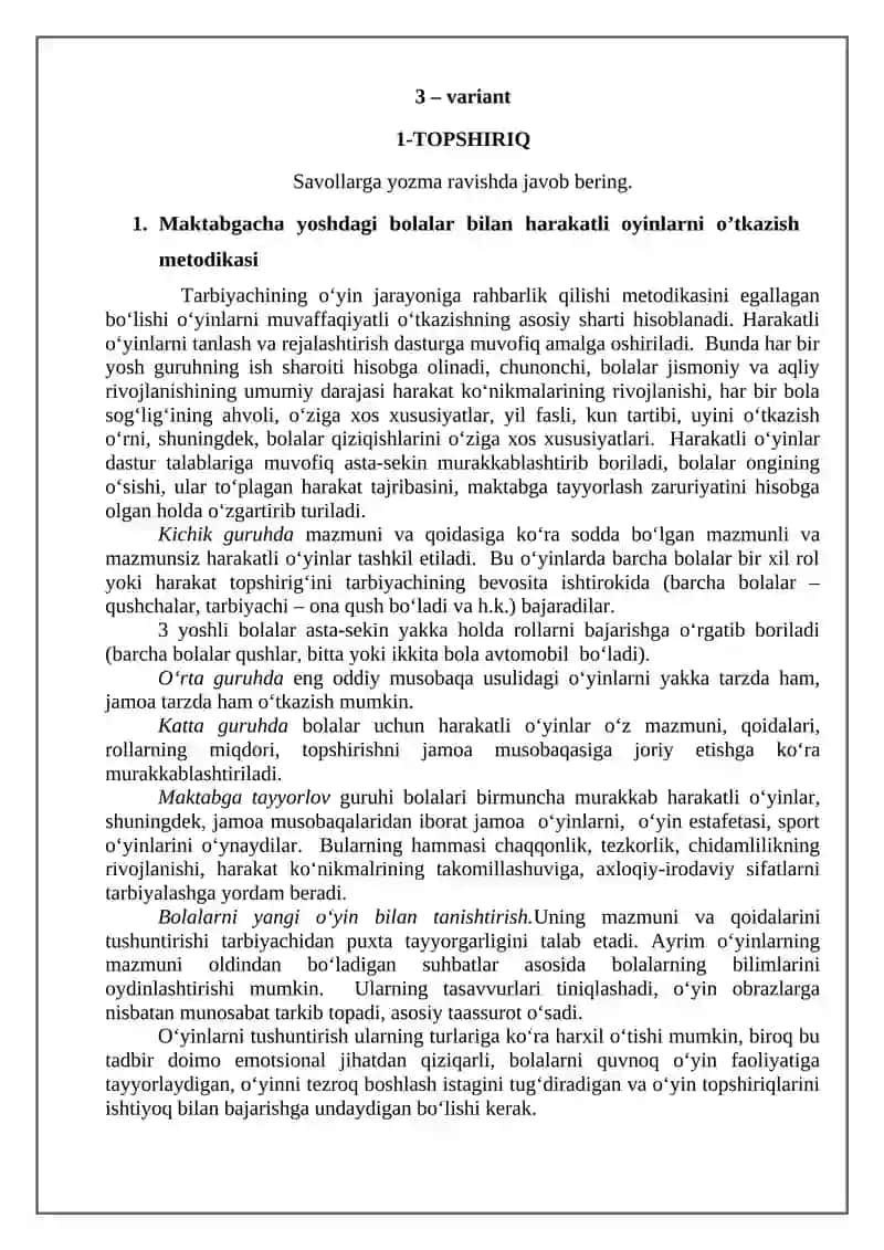 "Bolalar jismoniy tarbiyasi nazariyasi va texnologiyasi" 2
