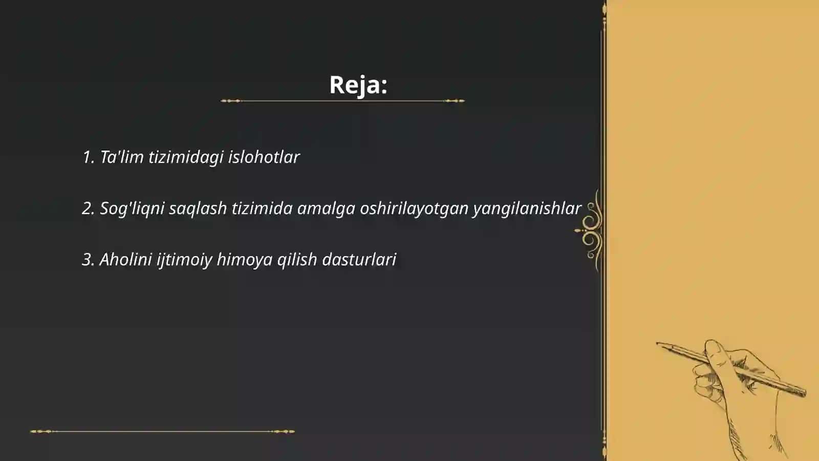 O'zbekiston Respublikasida amalga oshirilayotgan ijtimoiy sohadagi o'zgarishlarning mazmun va mohiyati 2