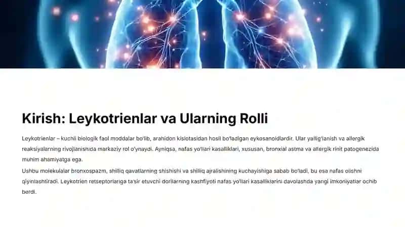 Leykotrien Retseptorlariga Ta’sir Etuvchi Dori Vositalari: Farmakologiya va Klinik Qo‘llanishi 2
