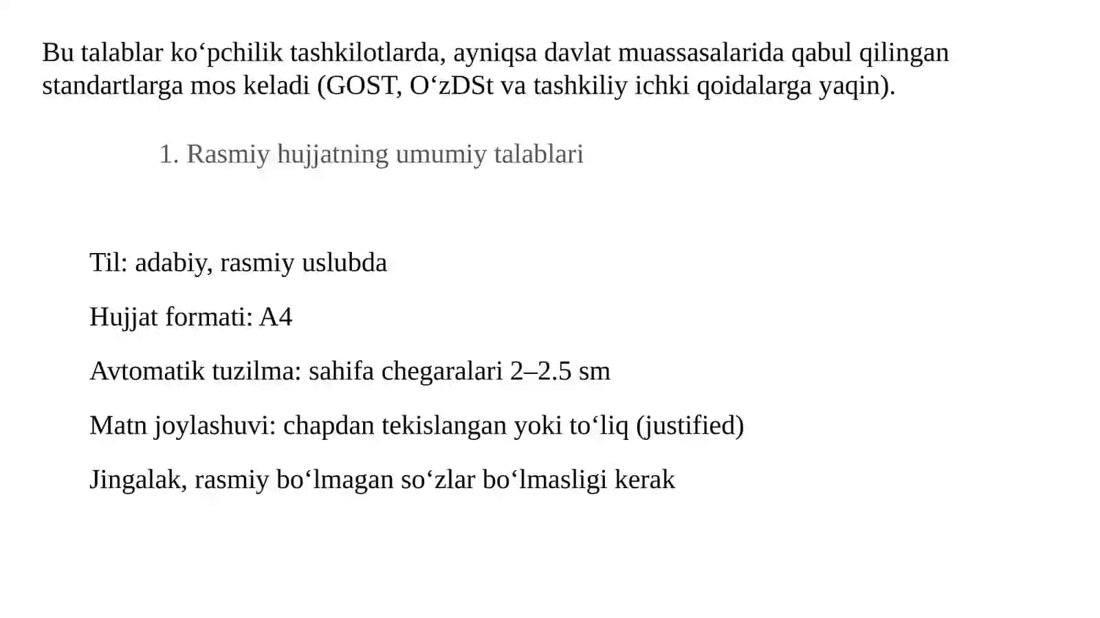 Ish huujatlariva ulariga qo‘yiladigan talablar 2