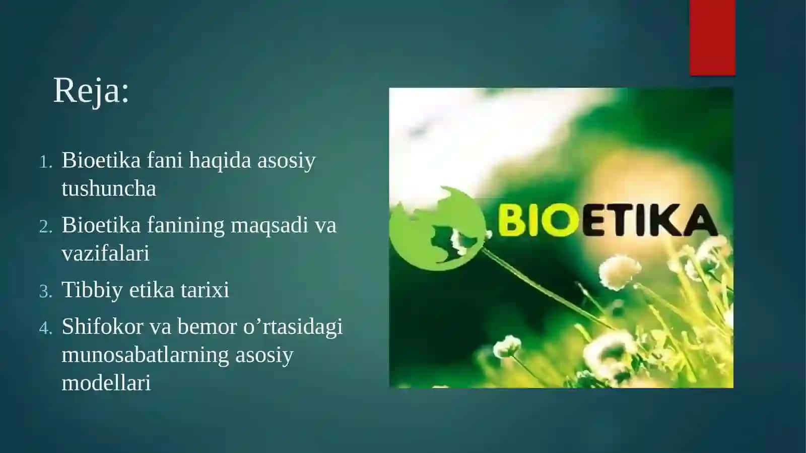 BIOETIKA FANINING ASOSIY TUSHUNCHASI, MAQSADI VA VAZIFALARI. TIBBIY ETIKA TARIXIDAN 2