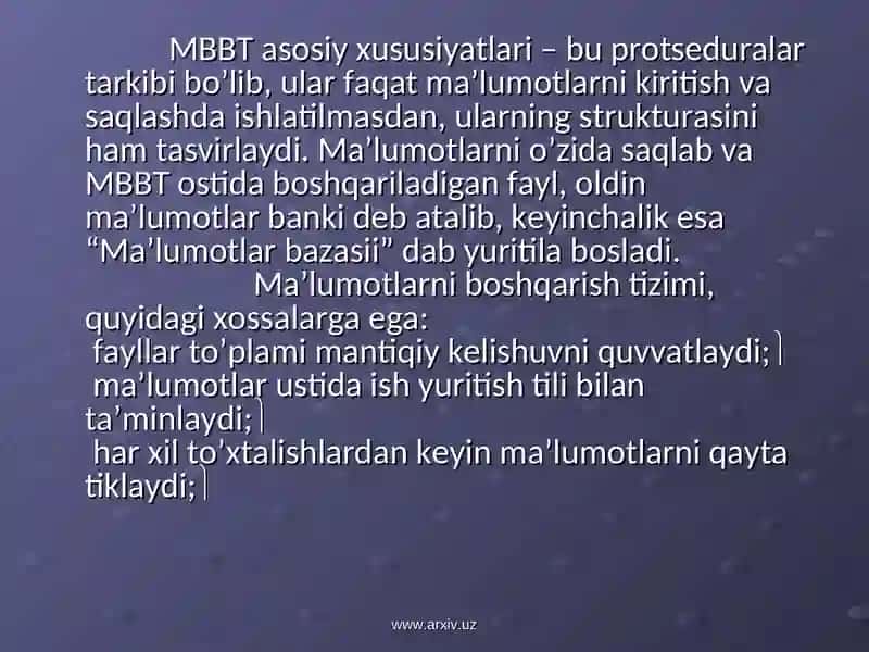 SQL tili yordamida MB yaratish 2