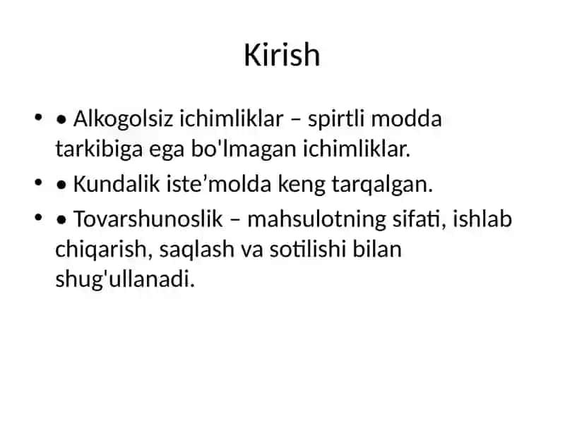 Alkogolsiz ichimliklar tovarshunosligi 2