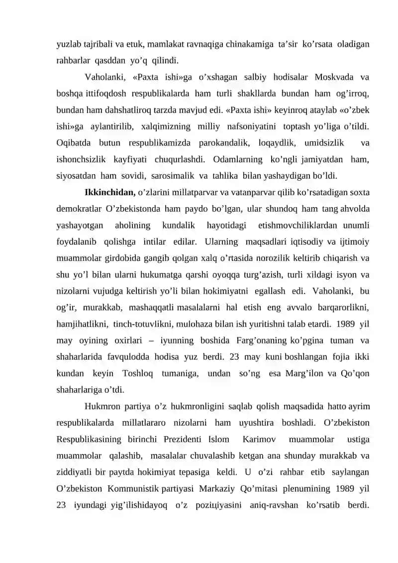 MUSTАQILLIKKА ERISHISH АRАFАSIDА O'ZBEKISTONNING IJTIMOIY-SIYOSIY JARAYONLARI 2