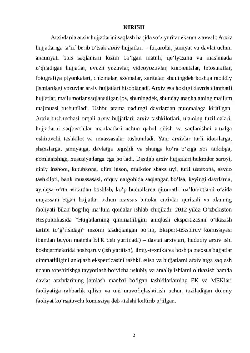 Arxiv hujjatlari qimmatdorligini ekspertiziyasini tashkil qilish 2