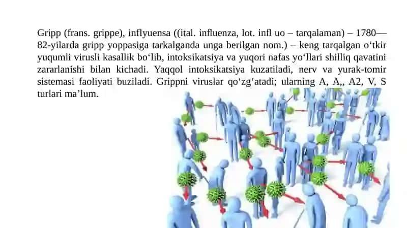 GRIP VIRUSI MORFOLOGIYASI , STUKTURASI , TARQALGANLIGI , KELTRIB CHIQARUVCHI KASALLIKLARI , LABORATORIYA DIGNOSTIKASI. 2