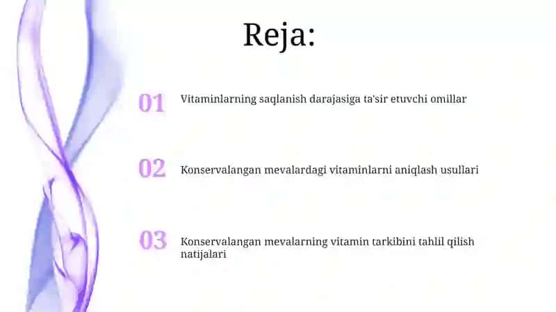 Rezavor mevalar tarkibidagi vitaminlarni aniqlash 2