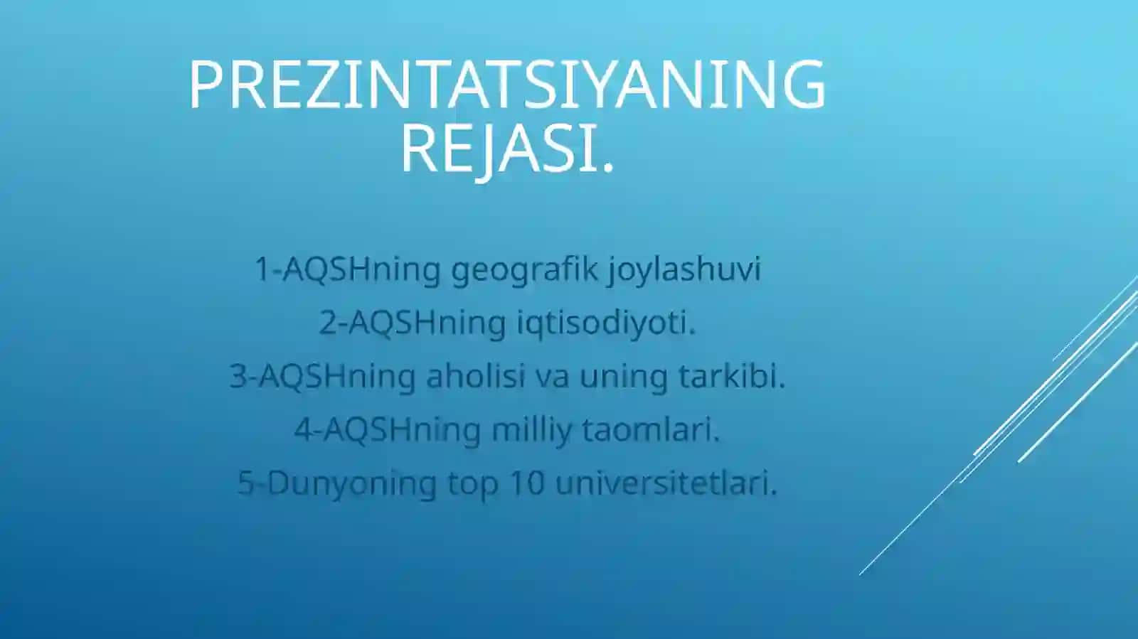 Geografgiya fanidan loyiha ishi - AQSH davlati 2