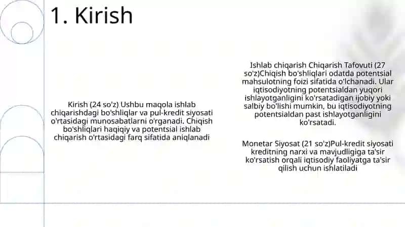 Ishlab Chiqarish Tafovuti Va Monetar Siyosat 2