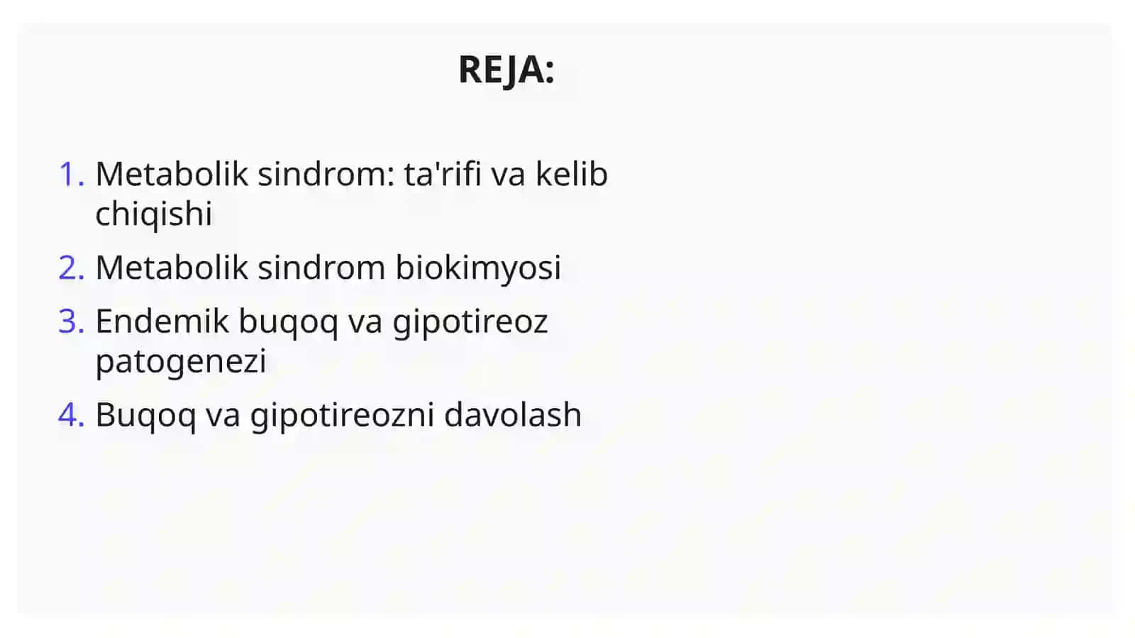 Metabolik sindrom kelib chiqishining biokimyoviy asoslari va asoratlari.Endemik buqoq va gipotireo 2