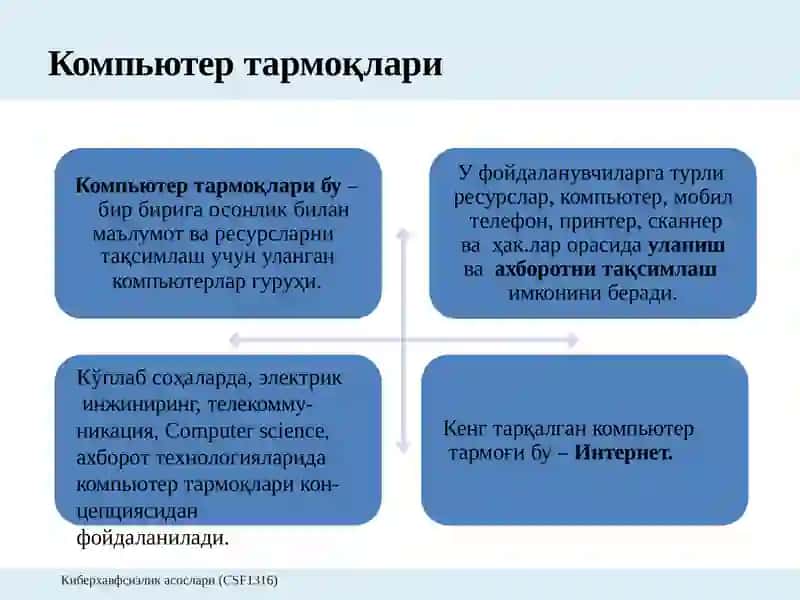 11-Маъруза:тармоқлар асослари 2
