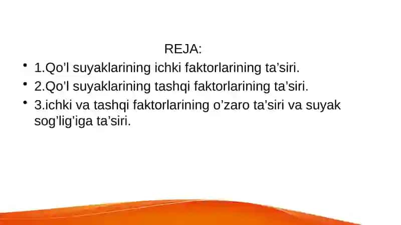 Qo’l suyaklarining ichki va tashqi faktorlarining ta’siri 2