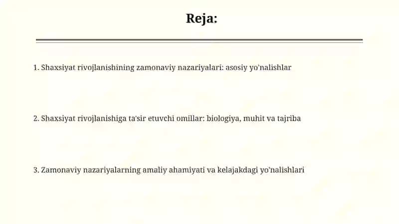Shaxsni organishning zamonaviy nazariyasi 2