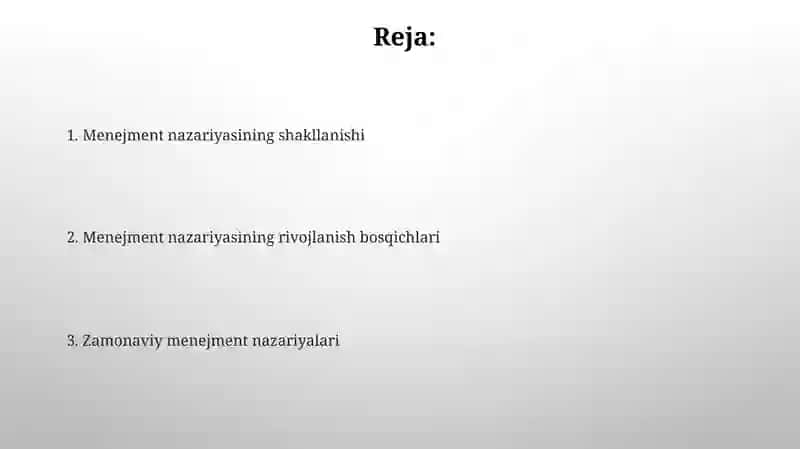 Menejment nazariyasining shakillanishi va rivojlanishi 2