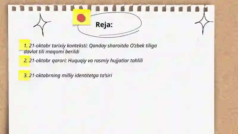 21-oktabr O'zbek tiliga davlat tili maqomi berilgan kun 2
