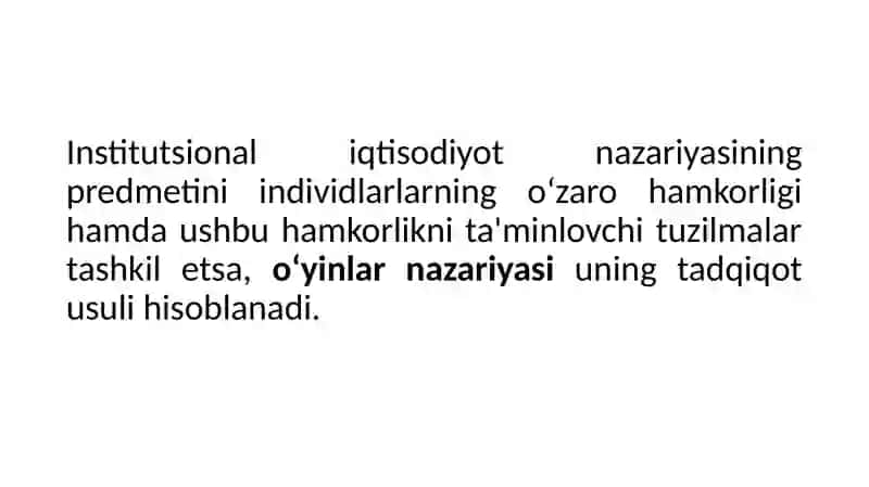 O‘yinlar nazariyasi va o‘zaro hamkorliklarni modellashtirish. Reja instituti va bozor instituti 2