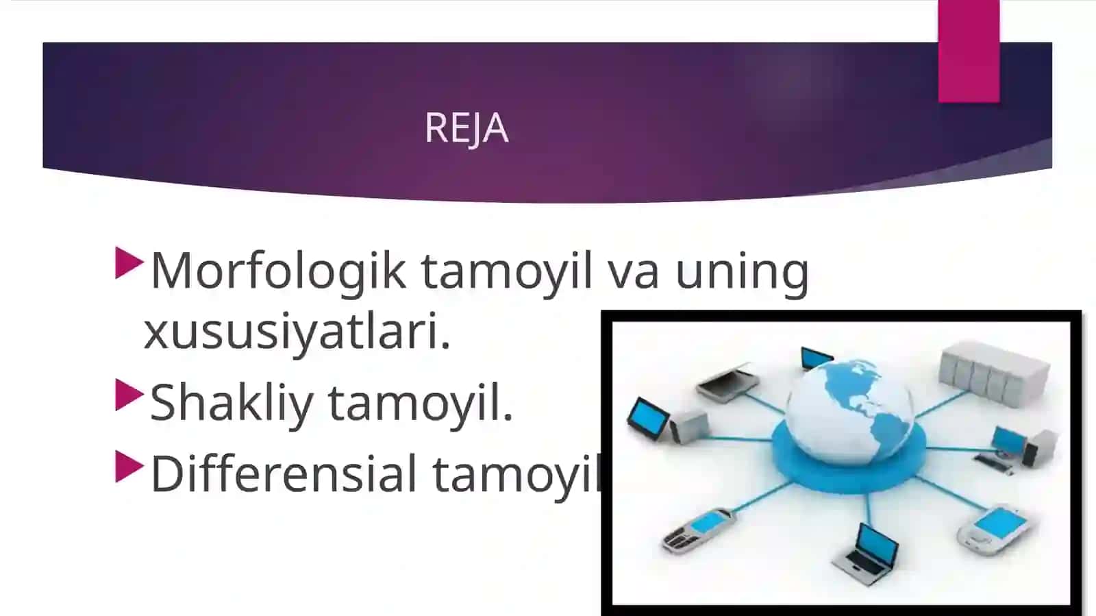 Morfologik, shakliy va differensial tamoyillar 2