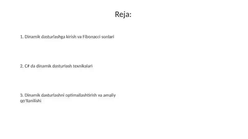 Dinamikdasturlashnioqitish: FibonaccisonlarivaboshqarekurrwntmasalalariniC#bilandasturlash 2