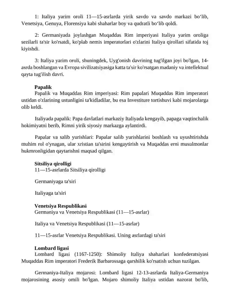 11 -15 Asrlarda Germaniya Va Italiya 2