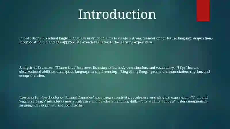 Analysis Of Exercises For Teaching English Language To Preschool Children 2