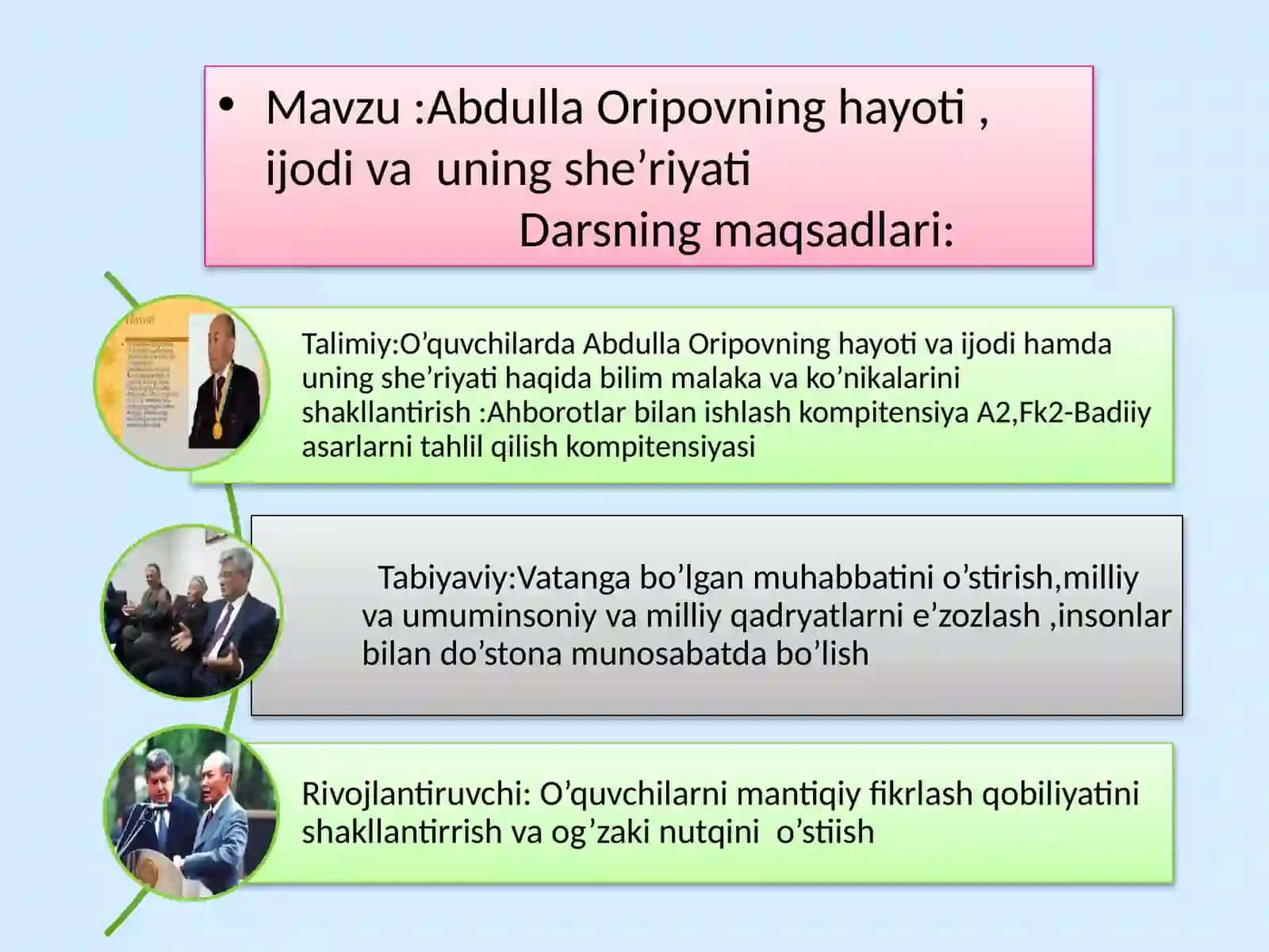 Abdulla Oripovning hayoti, ijodi va uning she'riyati 2