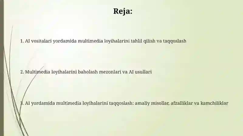 AI vositalari yordamida multimedia loyihalarini tahlil qilish va taqqoslash 2