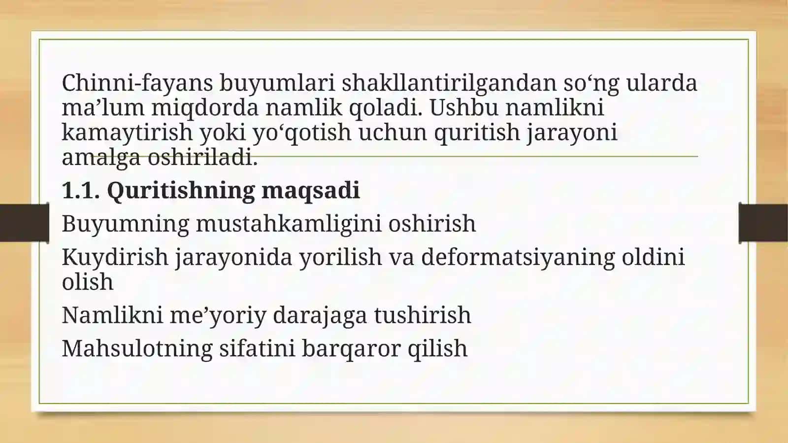 Chinni-fayans buyumlarini quritish va kuydirish uskunalari 2