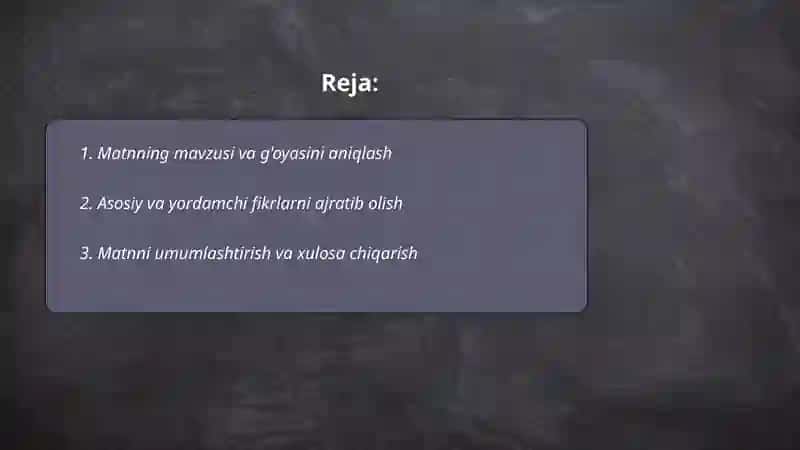 Matn va luğat ustida ishlash 2