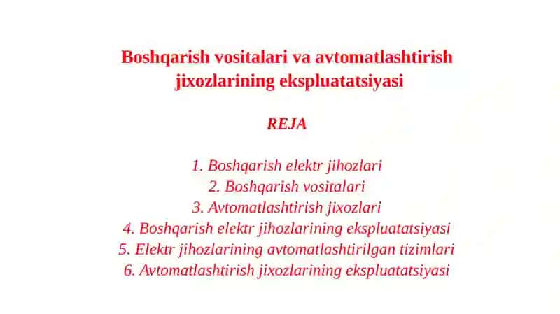 Elektromexanik jihozlaridan foydalanish va ta’mirlash 2