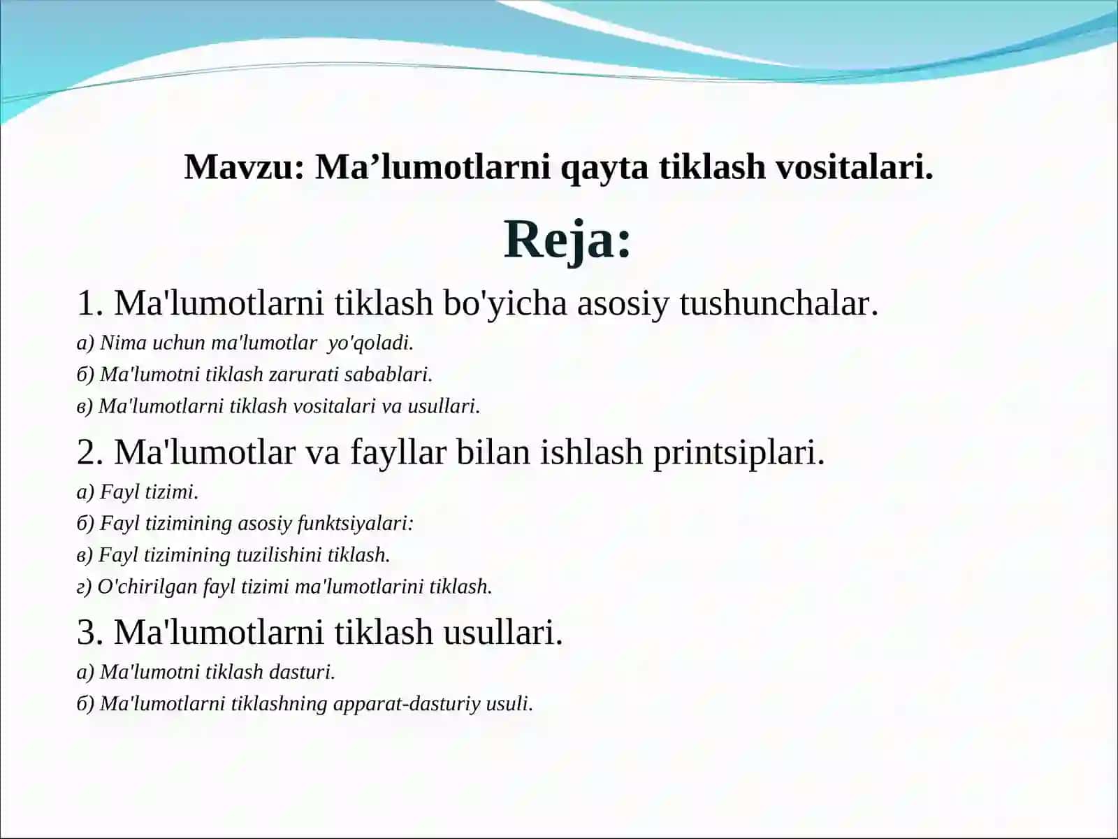 Ma’lumotlarni qayta tiklash vositalari 2