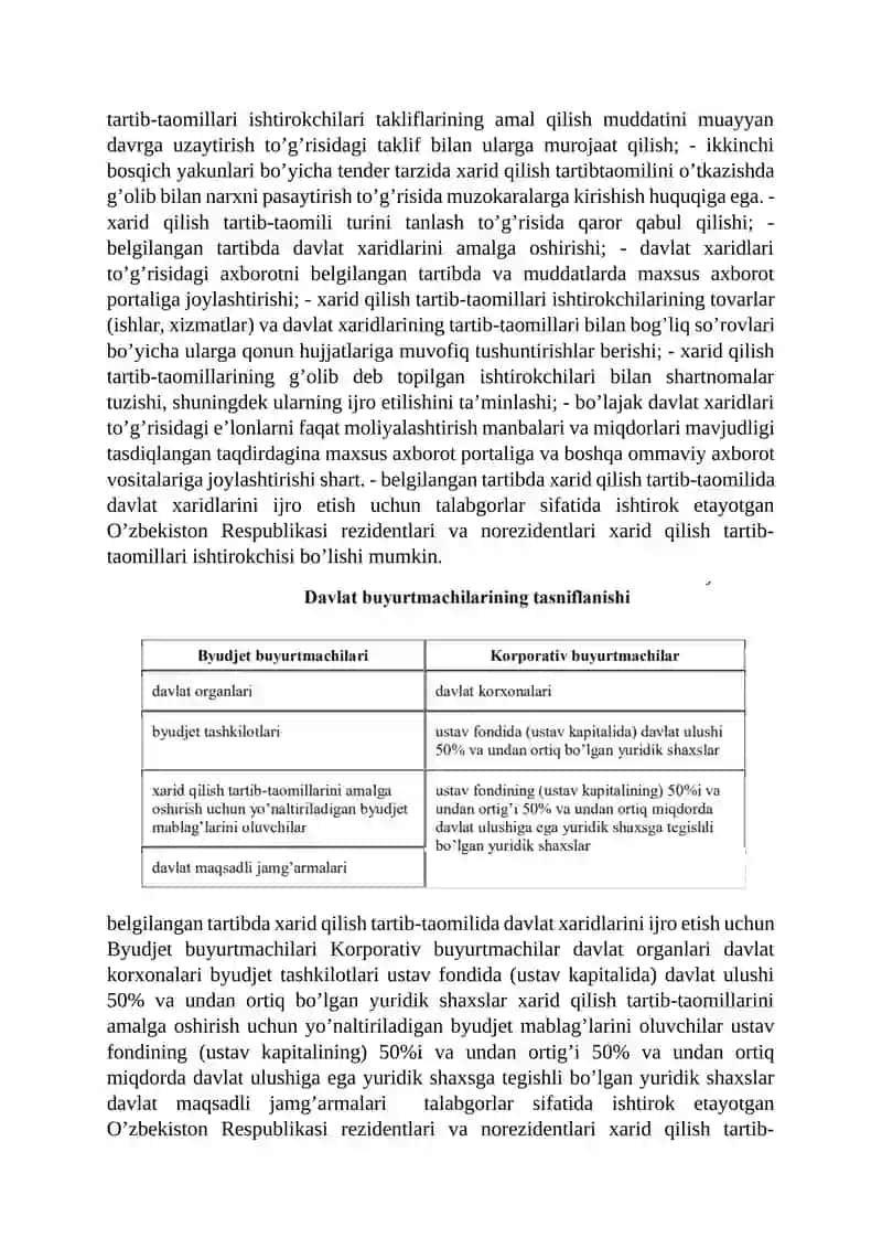 G'aznachilikda davlat xaridlarini tashkil etish. 2