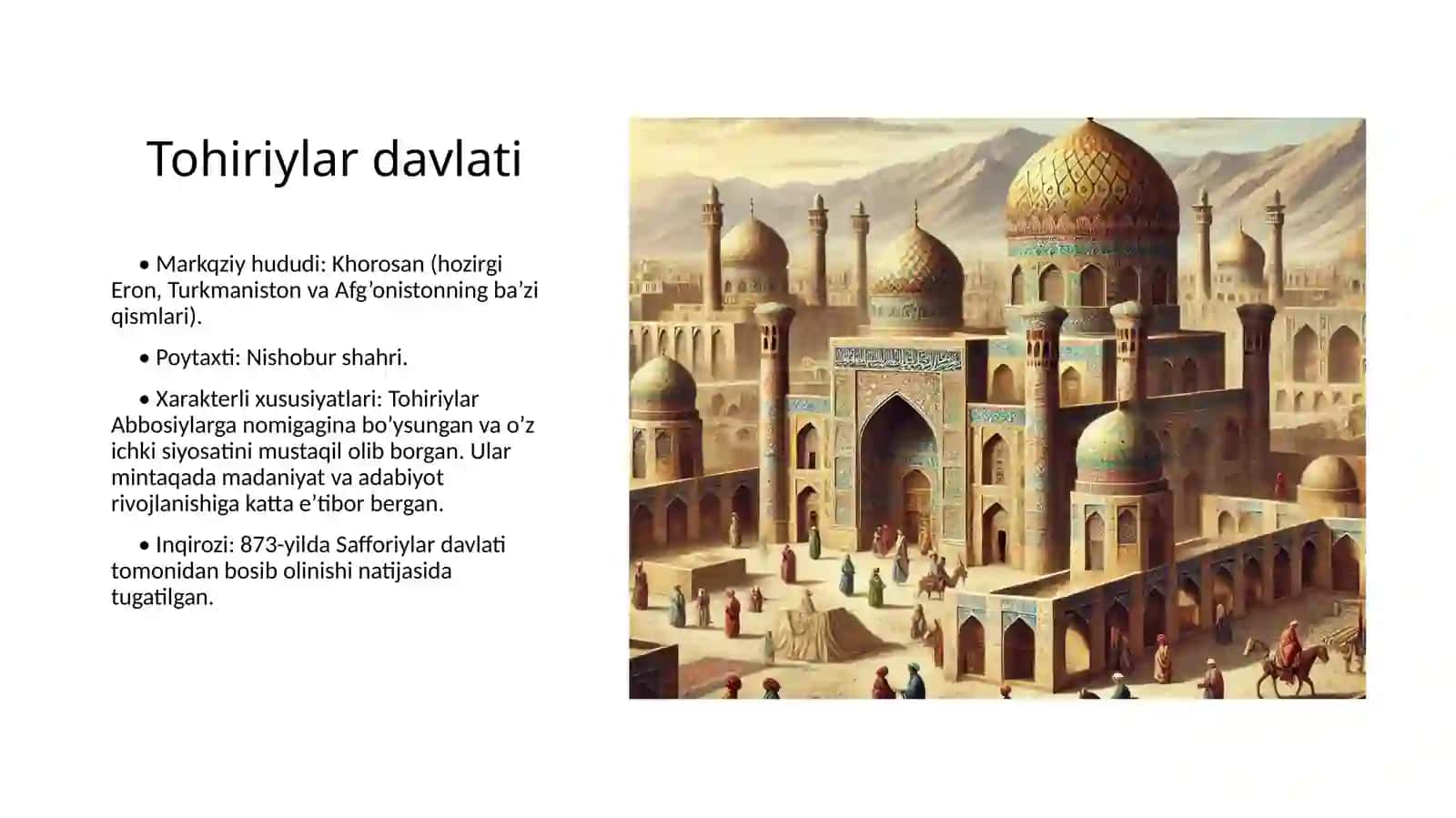 Tohiriylar va Safforiylar davlatlari 2