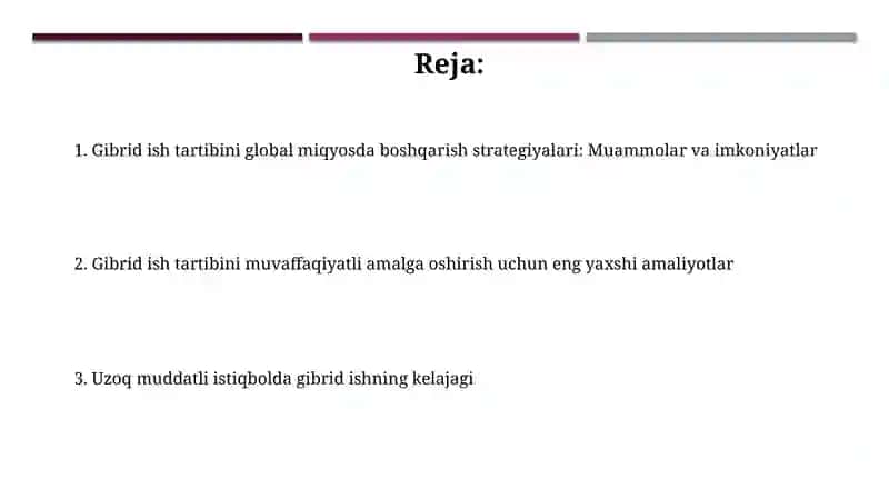 Pandemiya davrida gibrid ish shakillarini global miqyosda boshqarish strategiyalari 2
