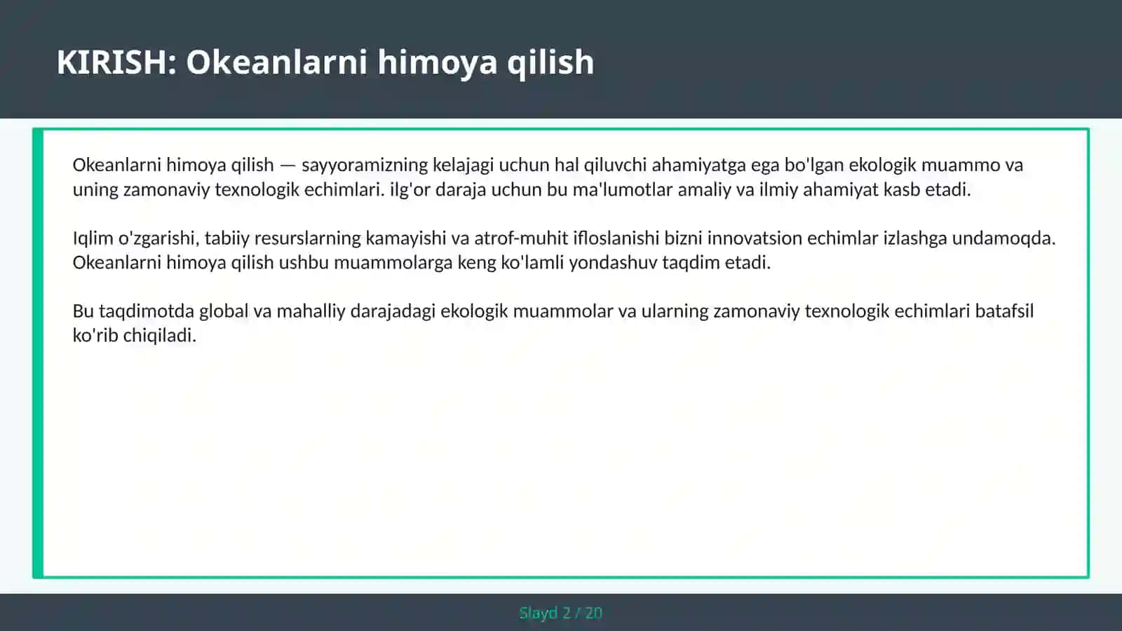 Okeanlarni himoya qilish 2