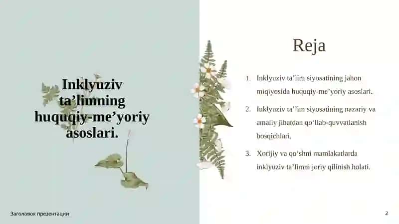 Inklyuziv ta’limning huquqiy-me’yoriy asoslari 2