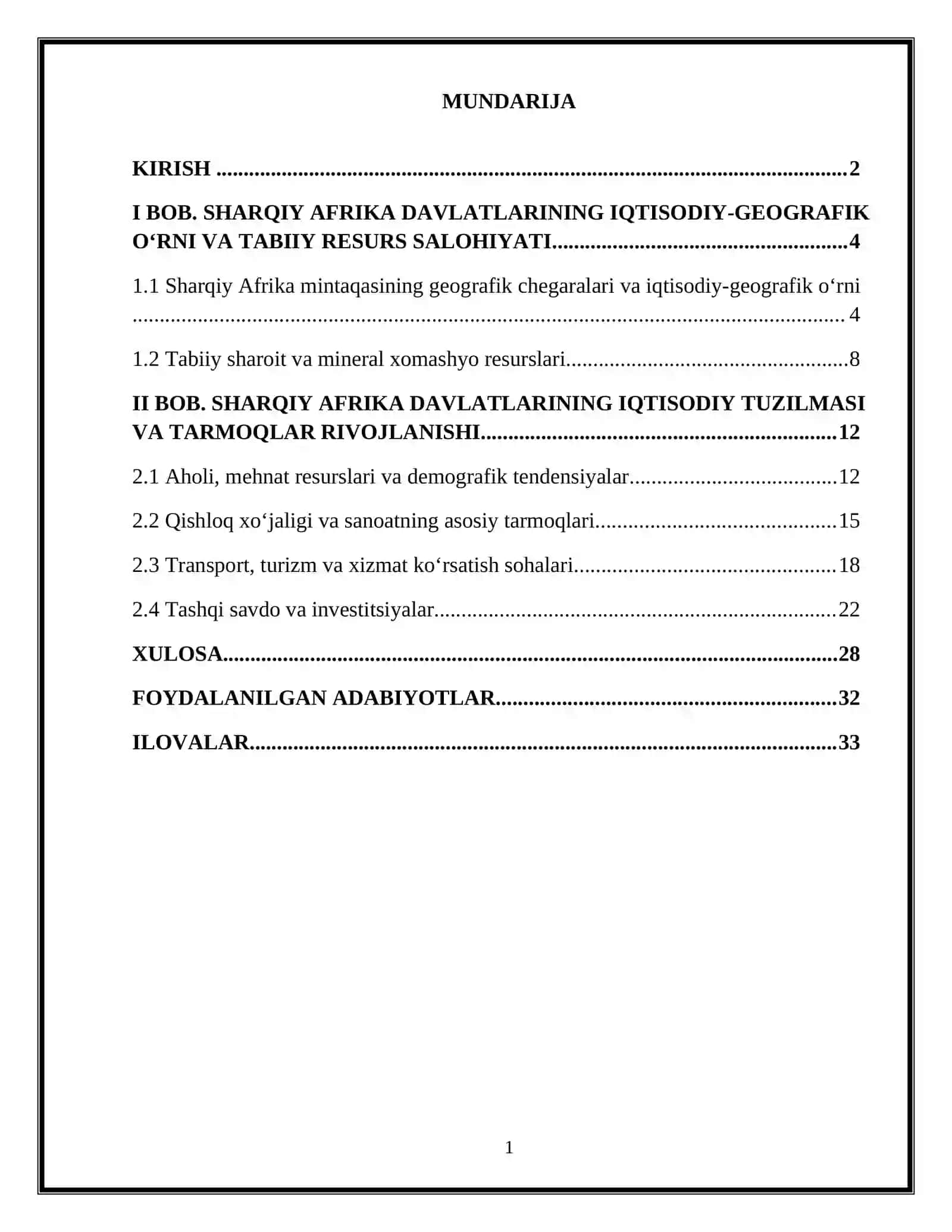 Sharqiy Afrika davlatlariga iqtisodiy geografik tavsif 2
