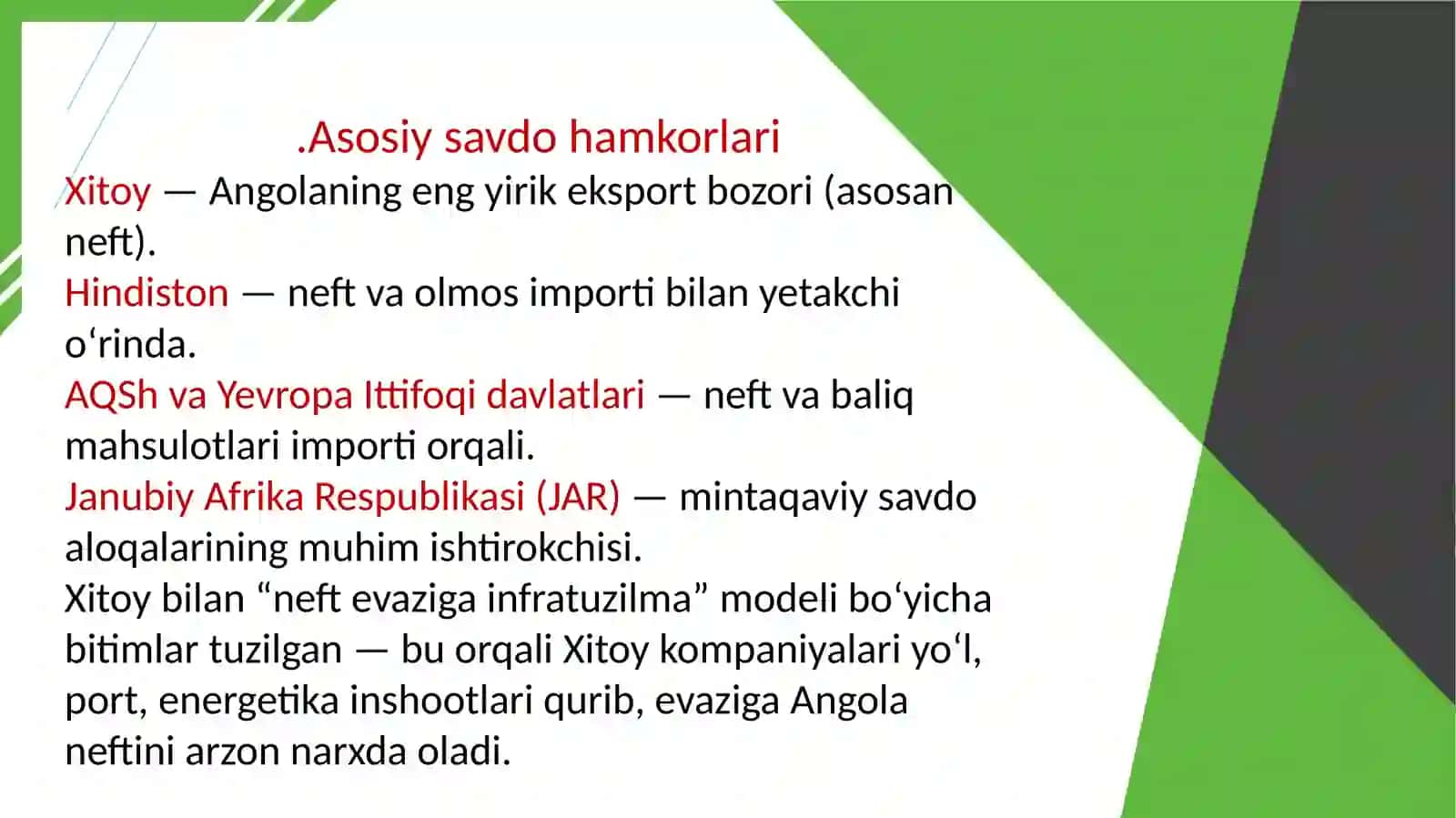 Angola davlatining tashqi iqtisodiy aloqalarini tartibga solish tahlili 2