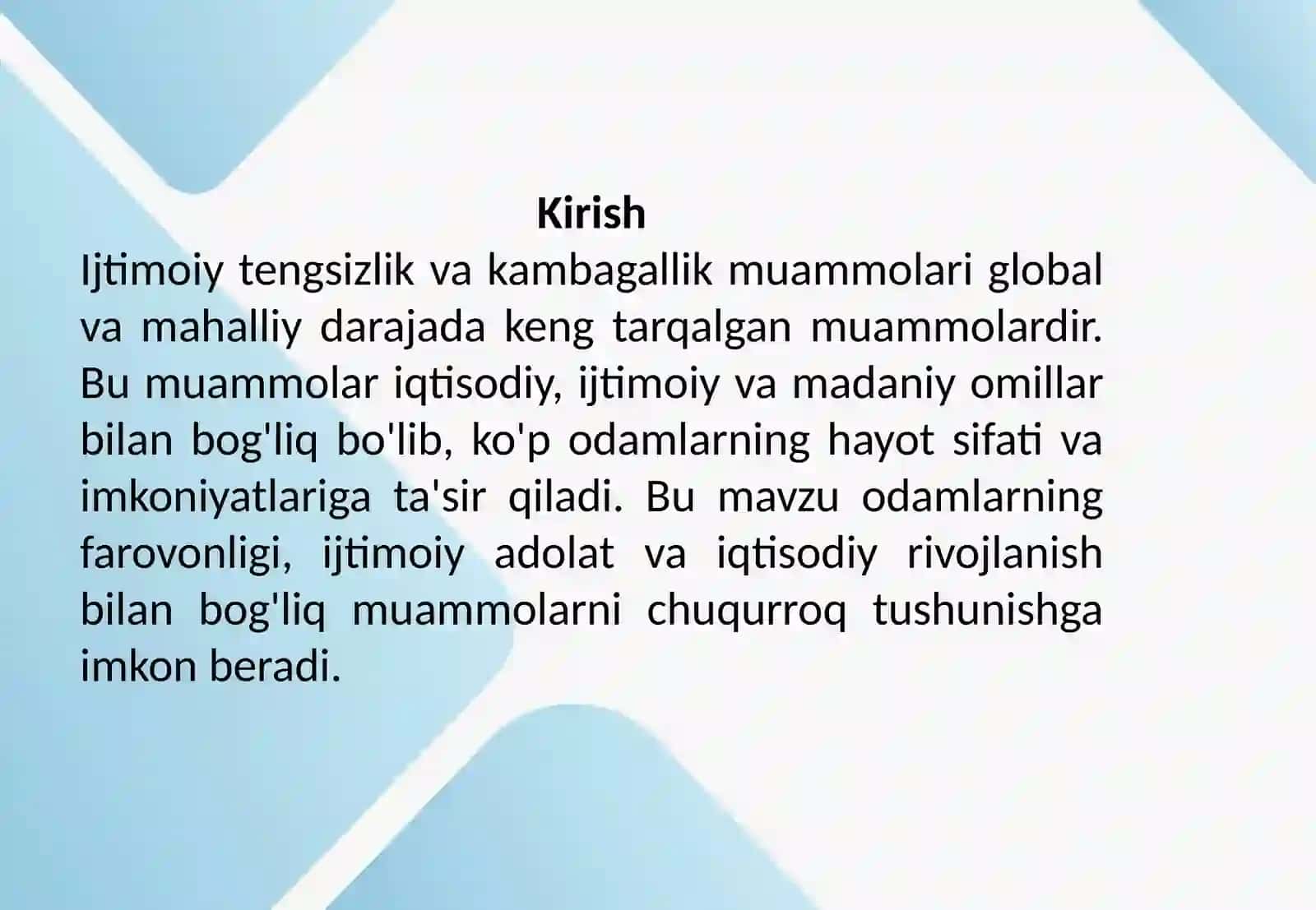 Ijtimoiy tengsizlik va kambagallik muammolari 2