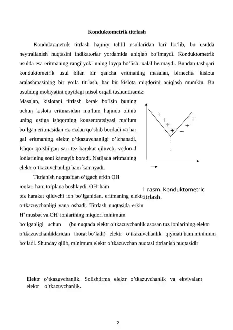 Konduktometriyaning ishlab chiqarishda qo`llanilishi 2
