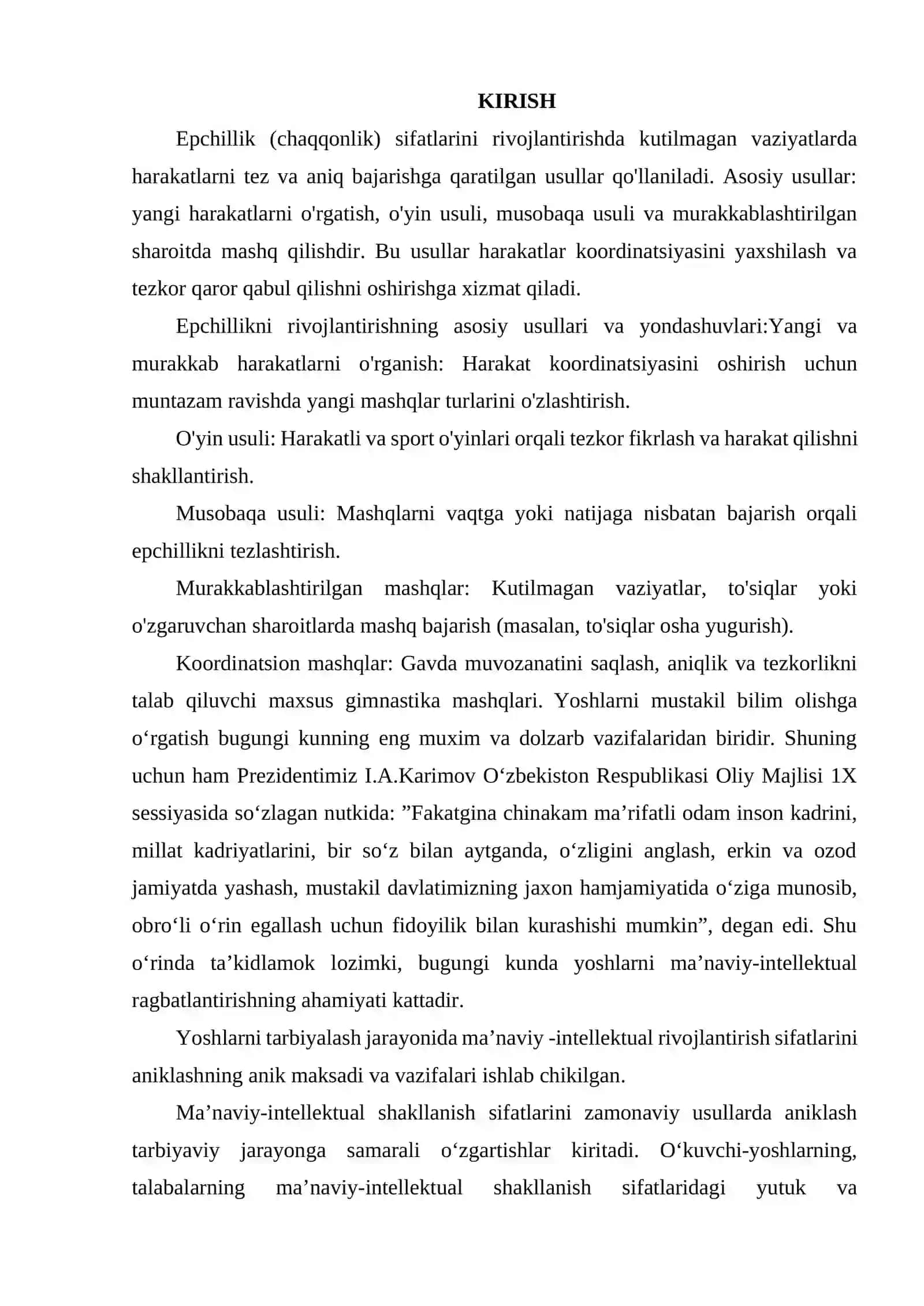 EPCHILLIK SIFATLARINI RIVOJLANTIRISHDA QOʻLLANUVCHI USULLAR 2