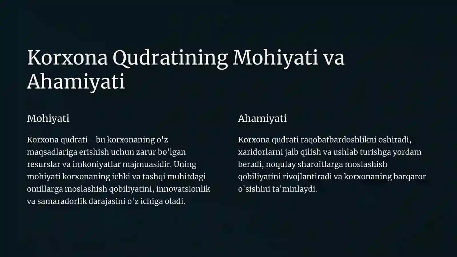 Korxona Qudratini Boshqarish: Muvaffaqiyat Kaliti 2