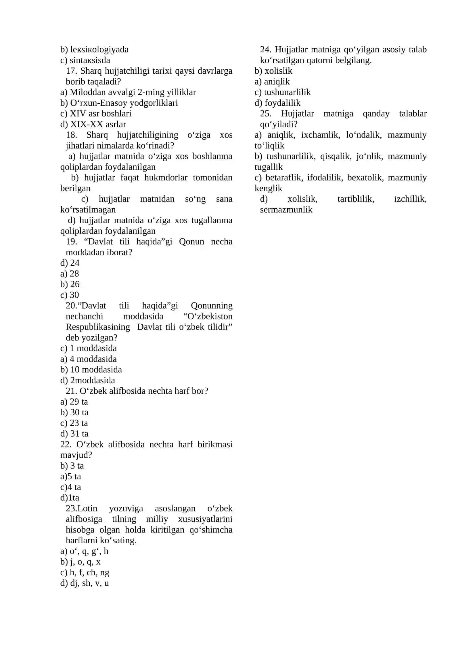 ona tili test 2
