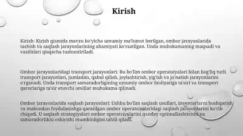 Transport Va Ombor Jarayonlarining O‘Zoro Bog‘Liqligi 2
