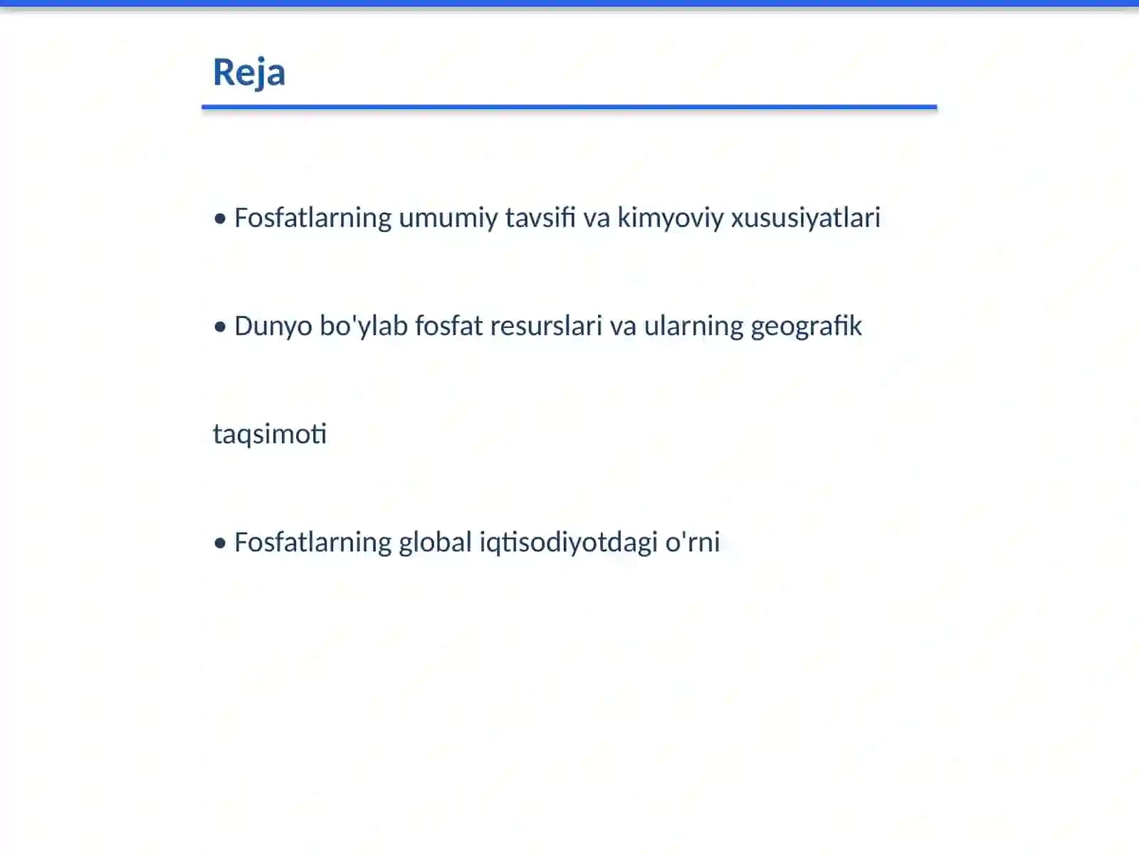Fosfatlarning dunyo va respublikamizdagi ashyoviy resurslari 2