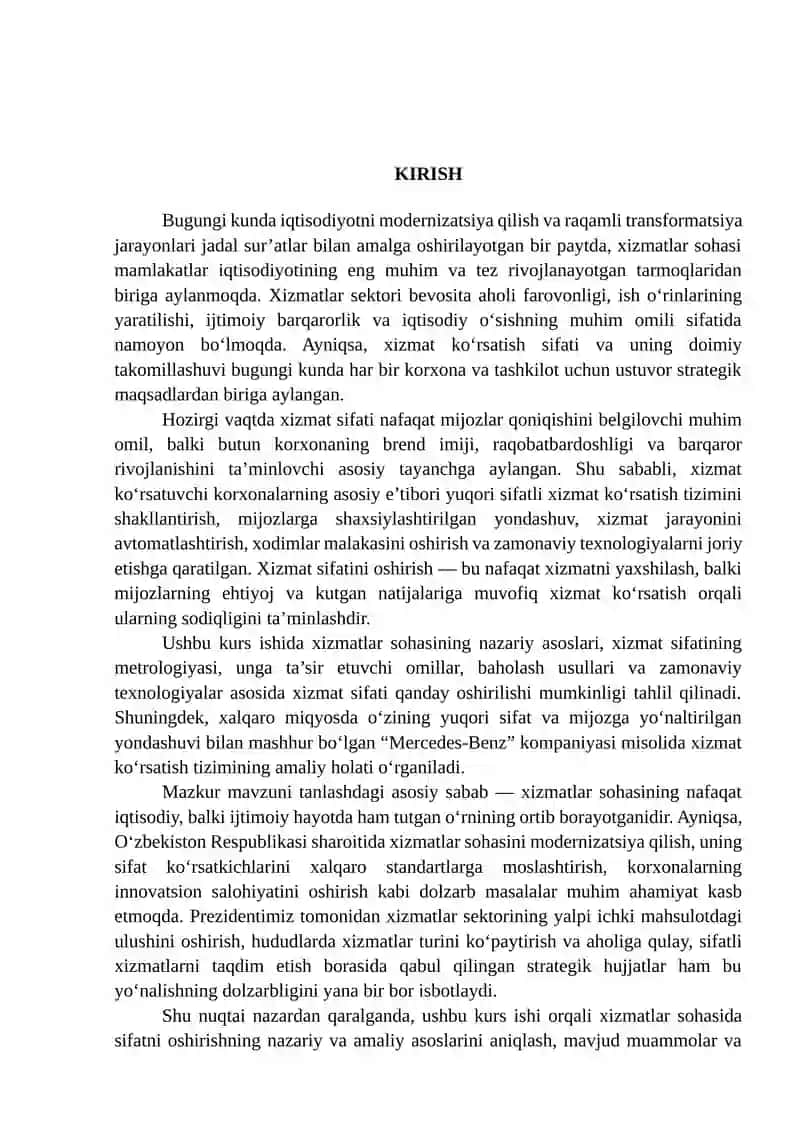 Xizmatlar sohasining nazariy asoslari 2