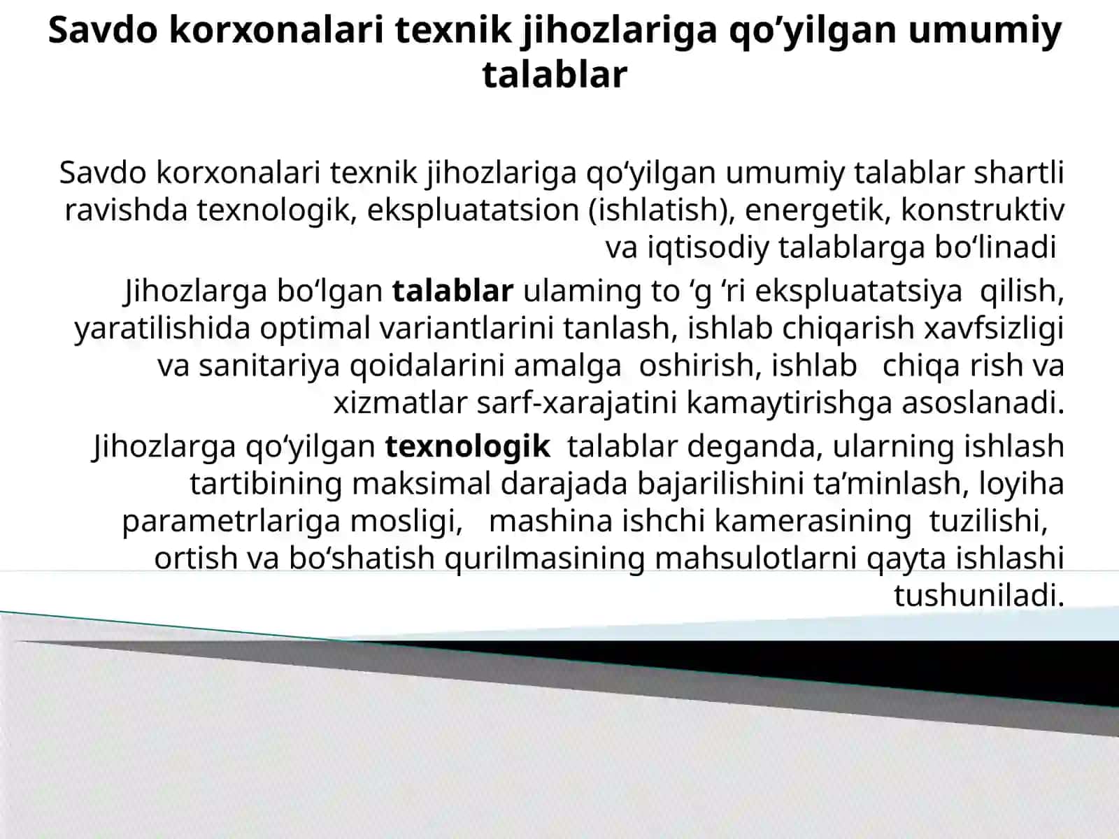 Ovqatlanish savdo sifati jihozlarining ekspluatatsiyasi 2
