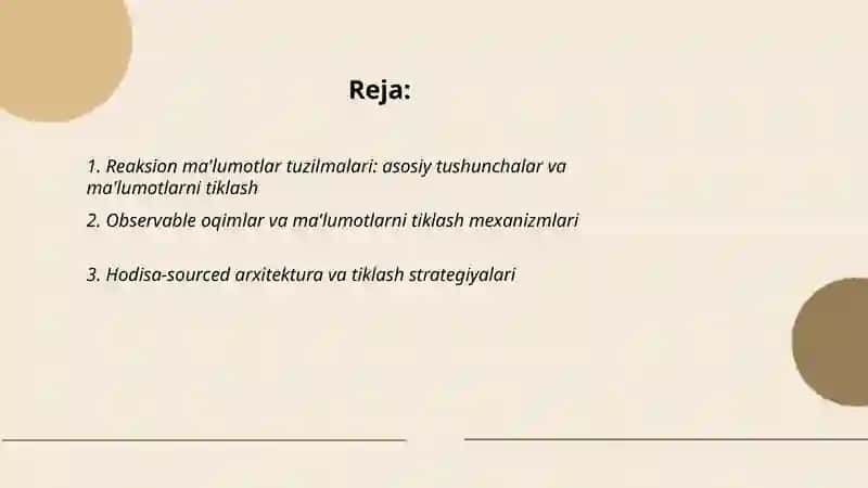 Ma’lumotlarni tiklashda reaksion ma’lumotlar tuzilmalari 2