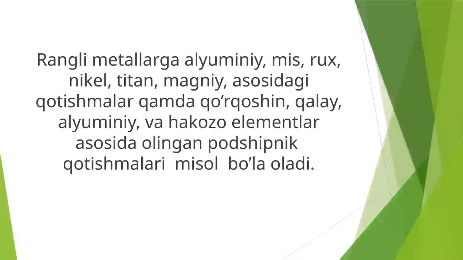 Rangli metall va qotishmalarning mikrotaxlili 2