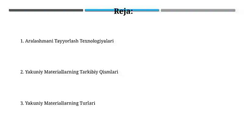 Birikma tayyorlash texnologiyasi 2
